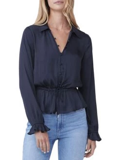 Paige Kendalle Womens Peplum Button Down Dress Top