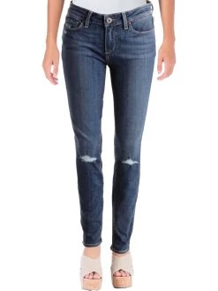 Paige Womens Medium Wash Distressed Jeggings