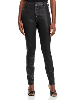 Paige Emmie Womens Coated Button Fly Skinny Jeans