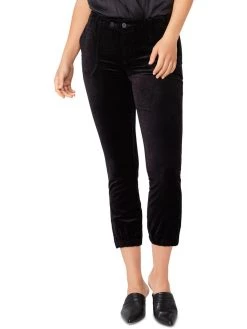 Paige Mayslie Womens Velvet Zipper Hem Jogger Pants