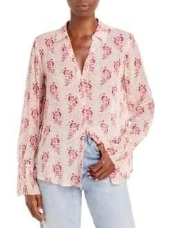 Paige Womens Printed Silk Blouse