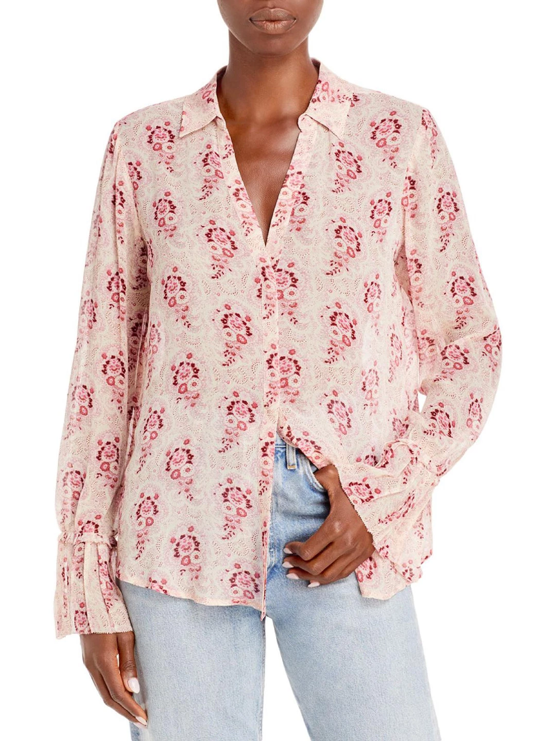 Paige Womens Printed Silk Blouse