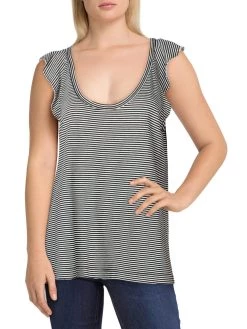 Paige Jemima Womens Striped Ruffled Sleeves Top