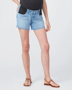 Paige Jimmy Jimmy Short Maternity W/ Raw Cuff in Medium Wash for women