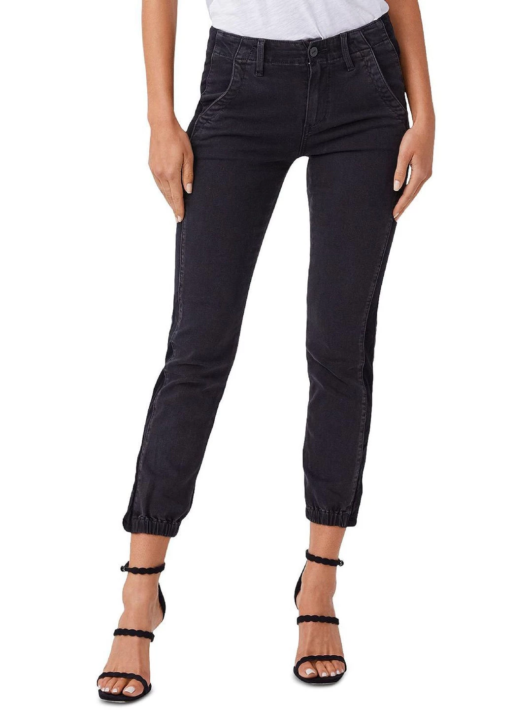 Paige Womens Mid-Rise Faded Jogger Jeans