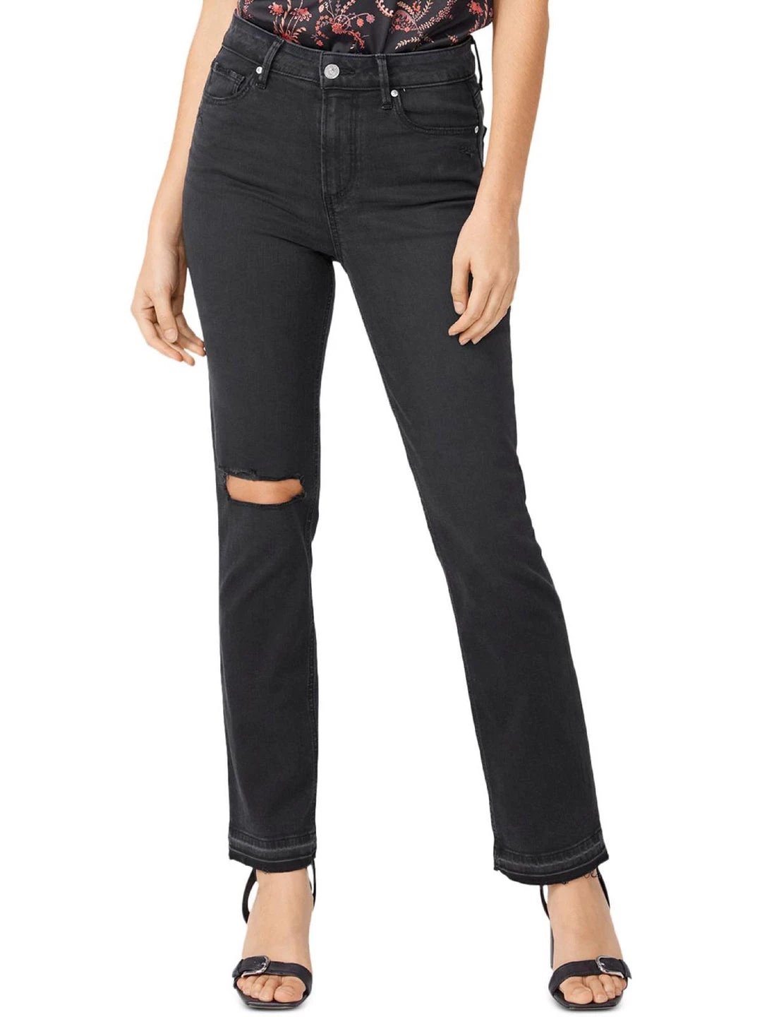 Paige Cindy Womens High Rise Destroyed Straight Leg Jeans