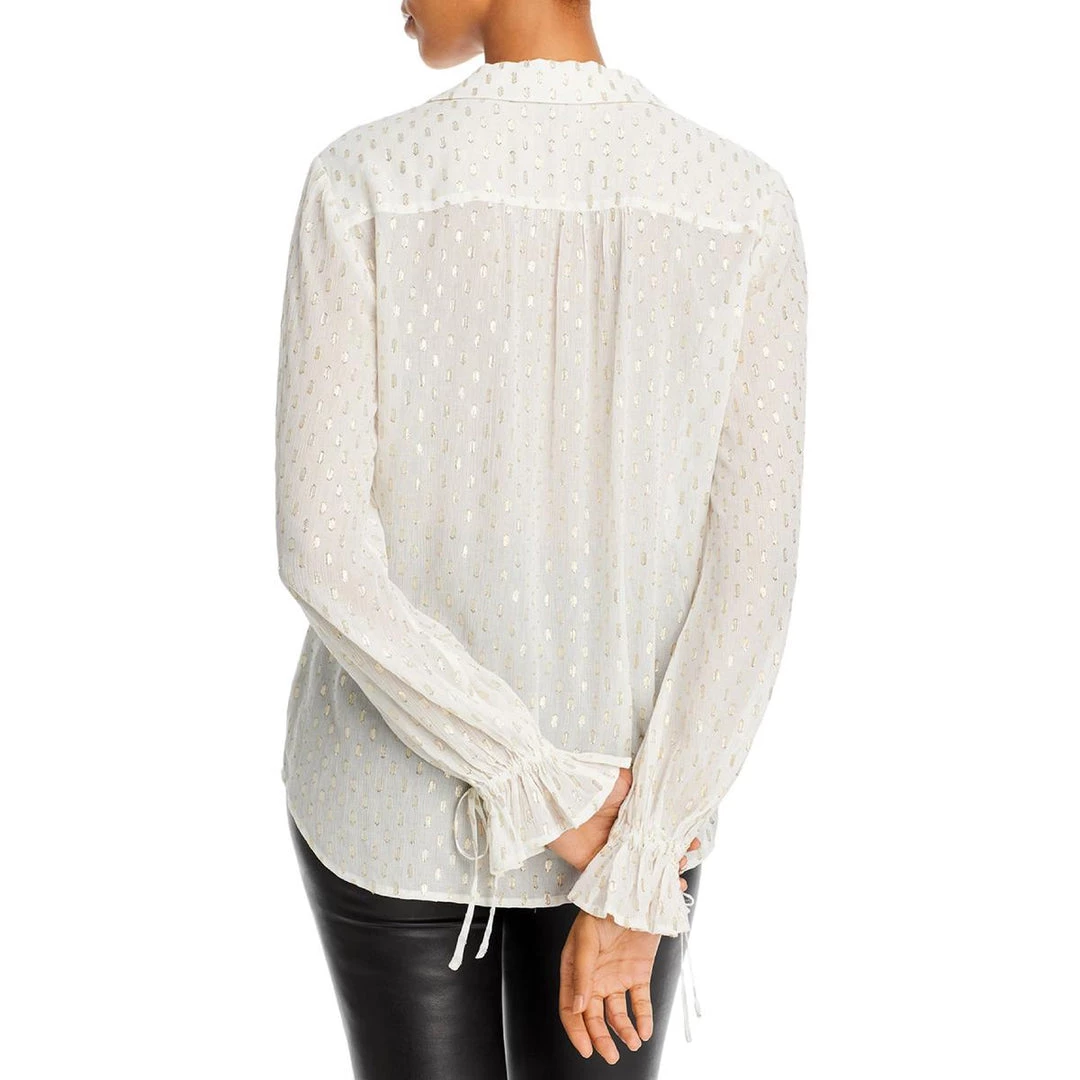 Paige Alinah Womens Sheer Metallic Button-Down Top - Image 2