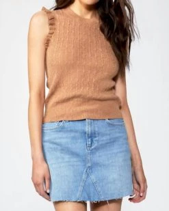 Paige Gardenia Sleeveless Sweater in Dark Camel for women