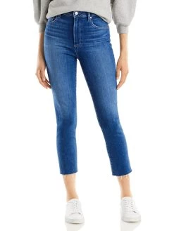 Paige Sarah Womens Cropped Medium Wash Slim Jeans