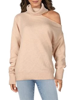 Paige Raundi Womens Wool Blend Cutout Turtleneck Sweater