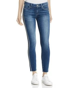 Paige Verdugo Ankle Piping Raw Hem Jean in Indigo/Cream for women