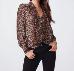 Paige Cleobelle Top In Natural Leopard Print for women