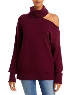 Paige Raundi Womens Turtleneck Cold Shoulder Pullover Sweater