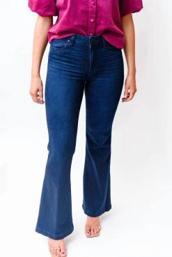 Paige Genevieve Flare Jean in Dark Wash for women