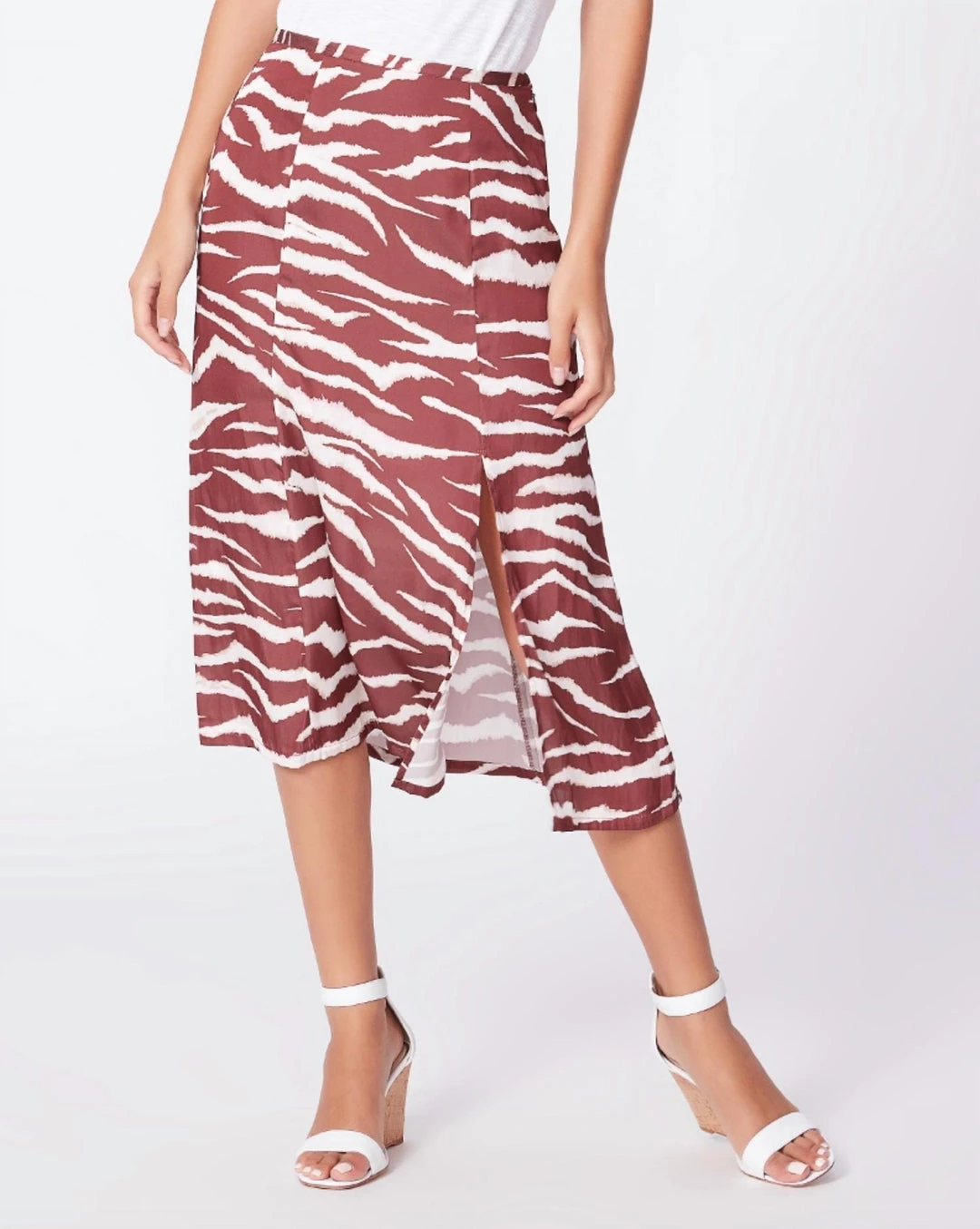 Paige Larsa Skirt in Cherrywood/Cream for women
