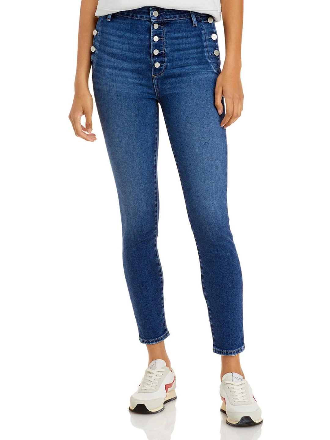 Paige Emmie Womens Button Fly High Rise Ankle Jeans