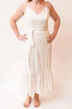 Paige Seryne Eyelet Midi Dress in White for women