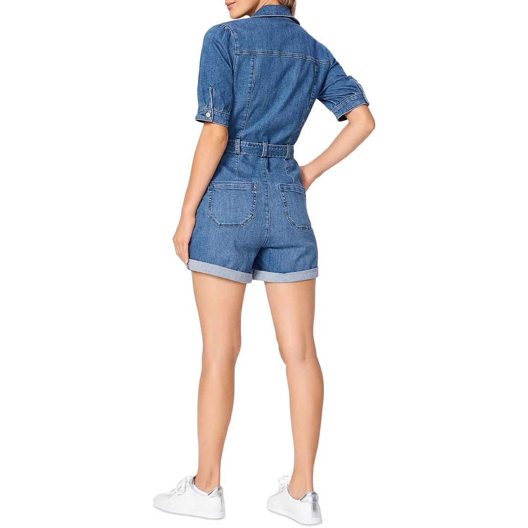 Paige Mayslie Womens Denim Button Front Romper - Image 2