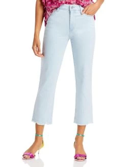 Paige Cindy Womens Raw Hem Light Wash Straight Crop Jeans