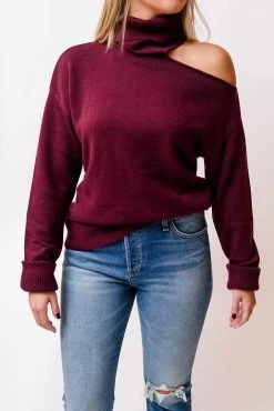 Paige Raundi Sweater in Burgundy for women