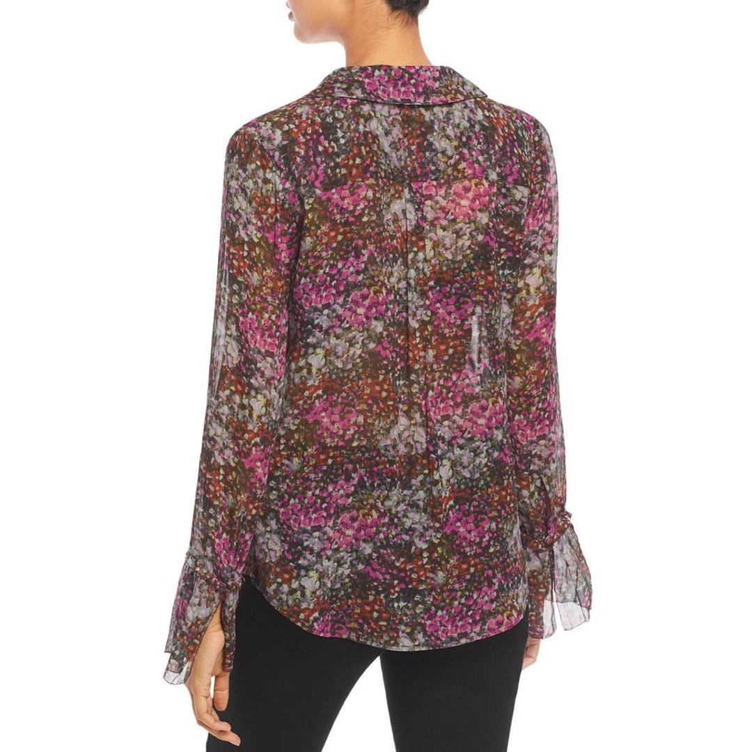 Paige Abriana Womens Silk Sheer Button-Down Top - Image 2
