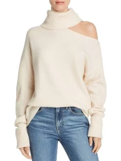 Paige Raundi Womens Wool Blend Cut Out Turtleneck Sweater