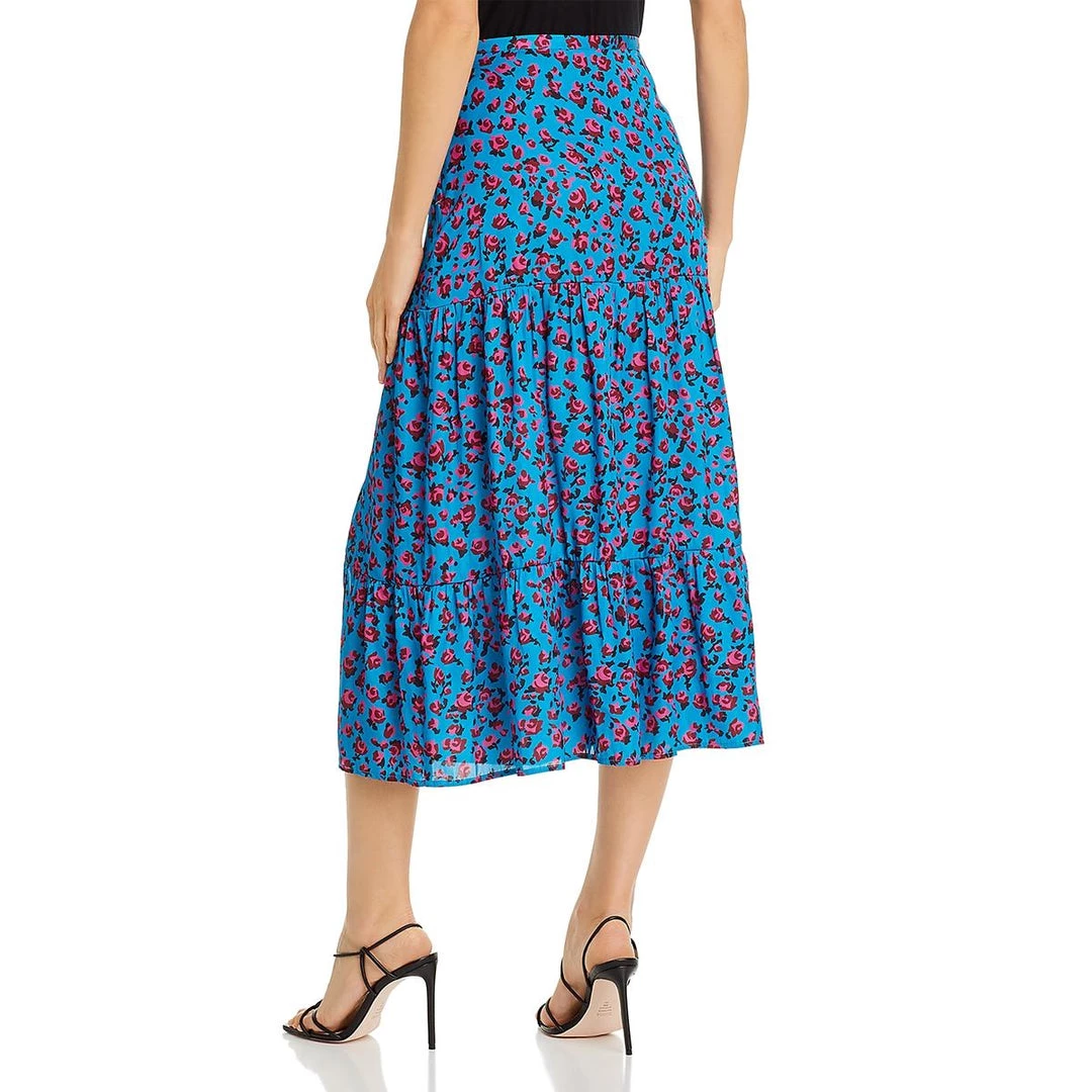 Paige Bestia Womens Flower Print Tiered Midi Skirt - Image 2