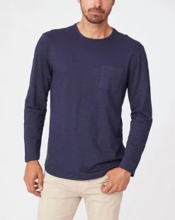 Paige Men'S Bower Long Sleeve Crew in Midnight Obsidian